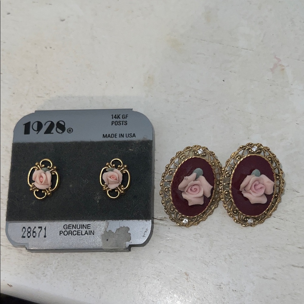 2 Pairs 14k gold filled post 1928 earrings